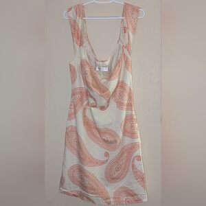 Trina Turk Orange and Cream Paisley Dress